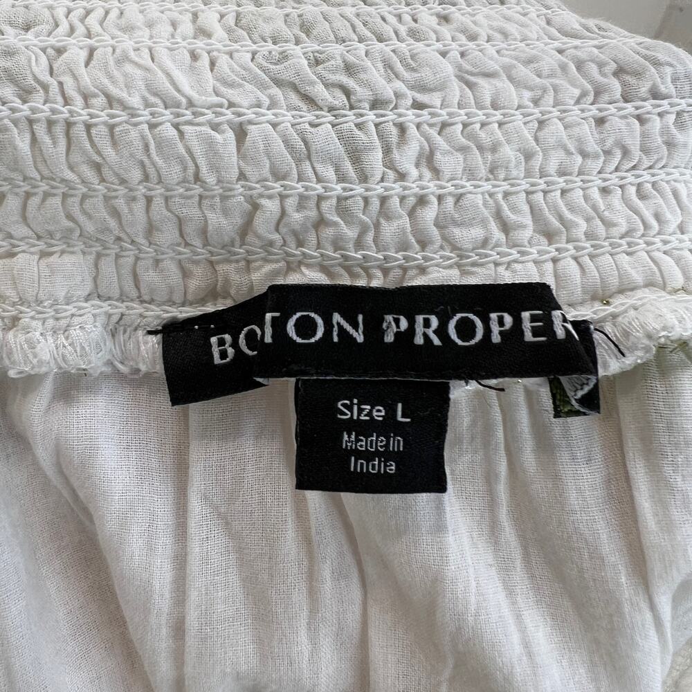 Boston Proper Metallic Detail Off The Shoulder Mini Dress White - Picture 3 of 12